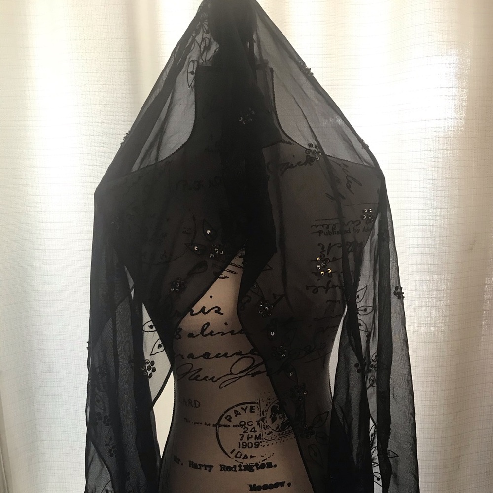 Sheer Black Shawl.